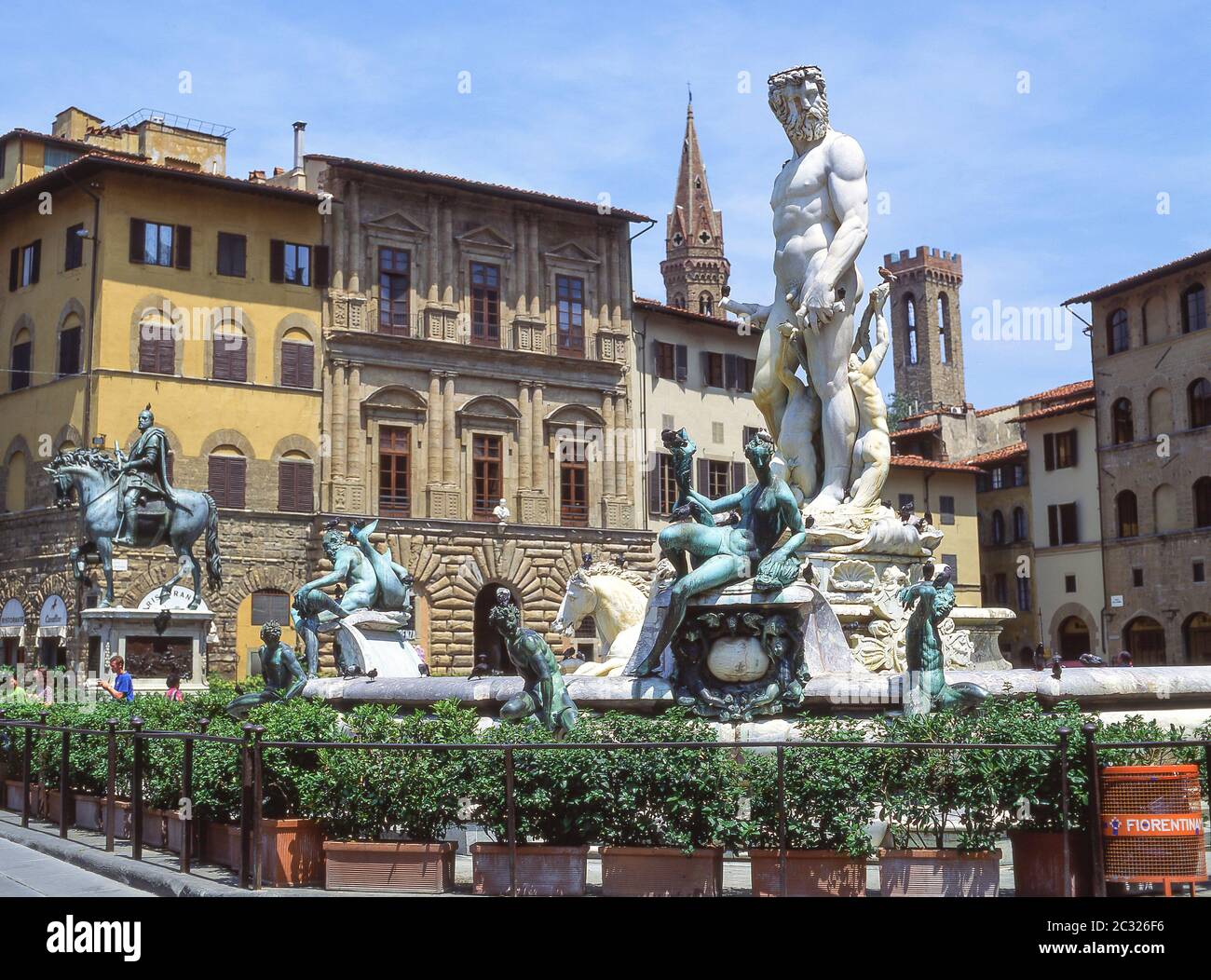 Fontana del Nettuno, Piazza della Signoria, Firenze, Regione Toscana, Italia Foto Stock
