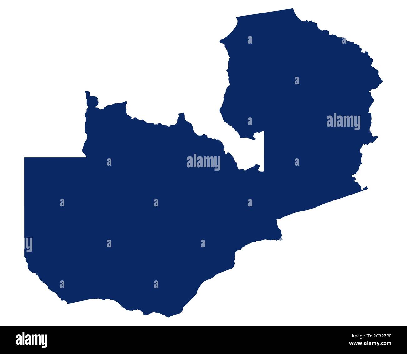 Karte von Sambia a blauer Farbe Foto Stock