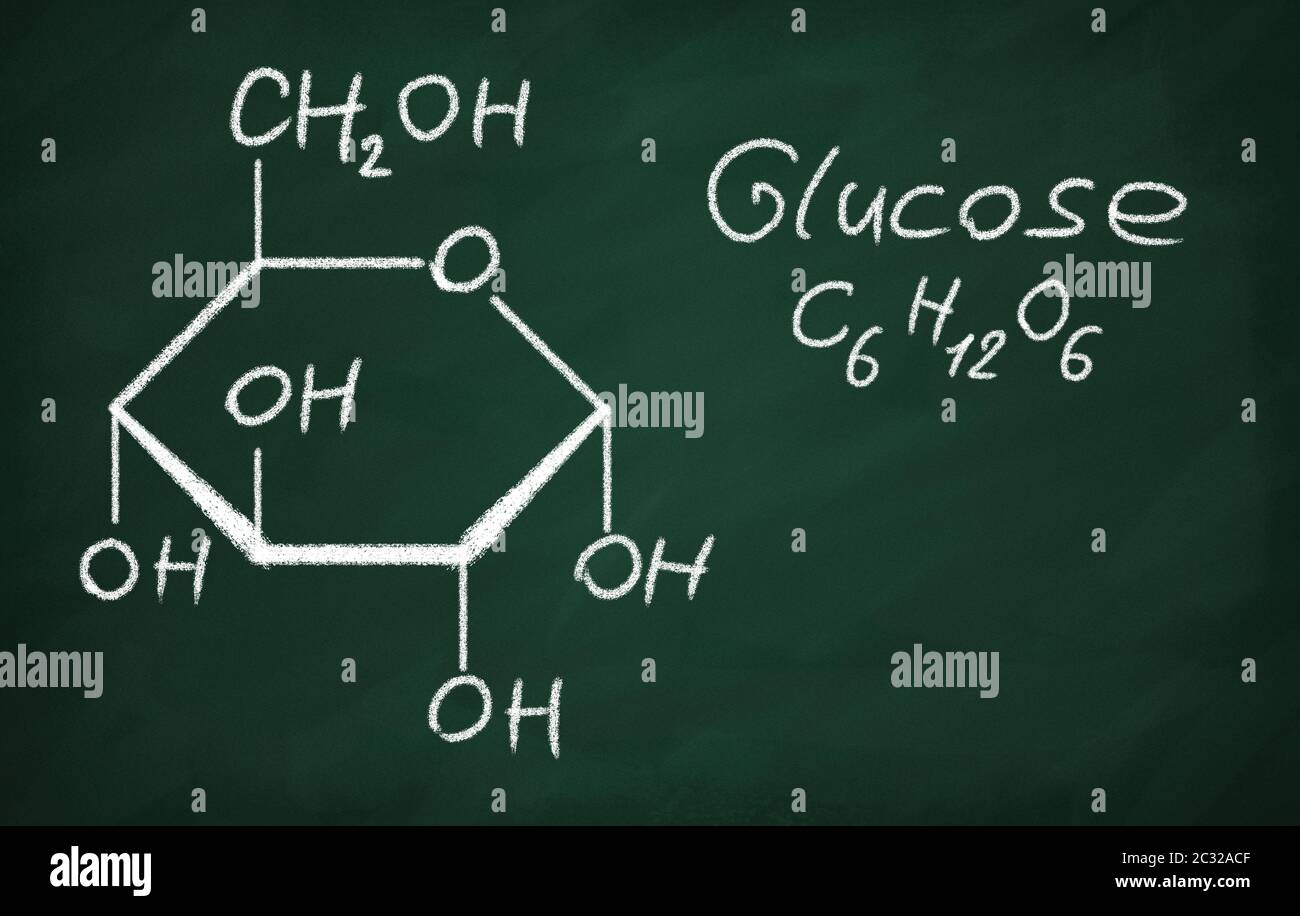 Il modello strutturale di glucosio sulla lavagna. Foto Stock
