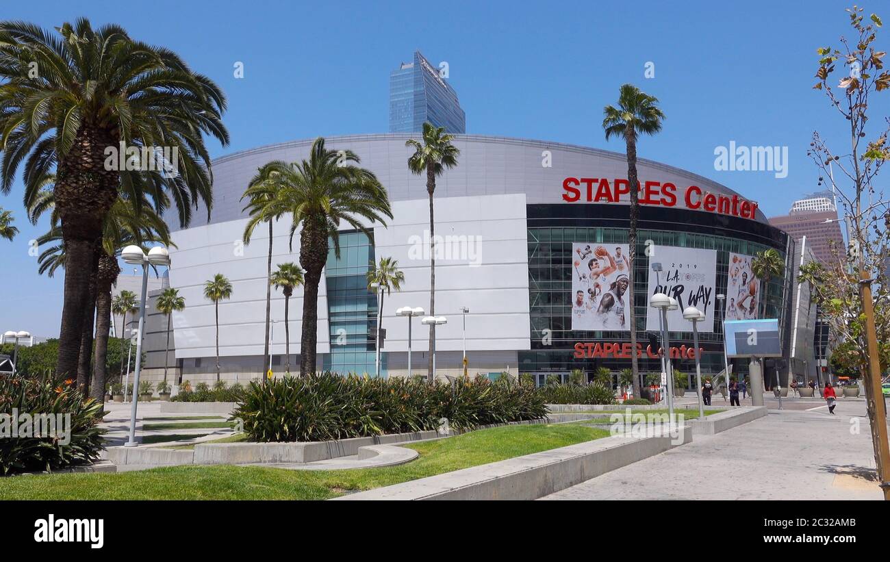 Lo Staples Center nel centro di Los Angeles Foto Stock