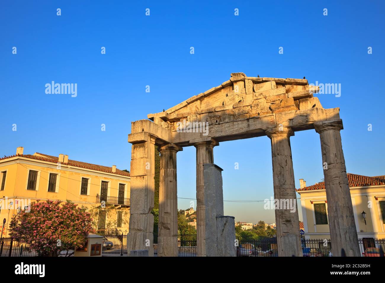 Rovine nella zona di Plaka, Atene Foto Stock