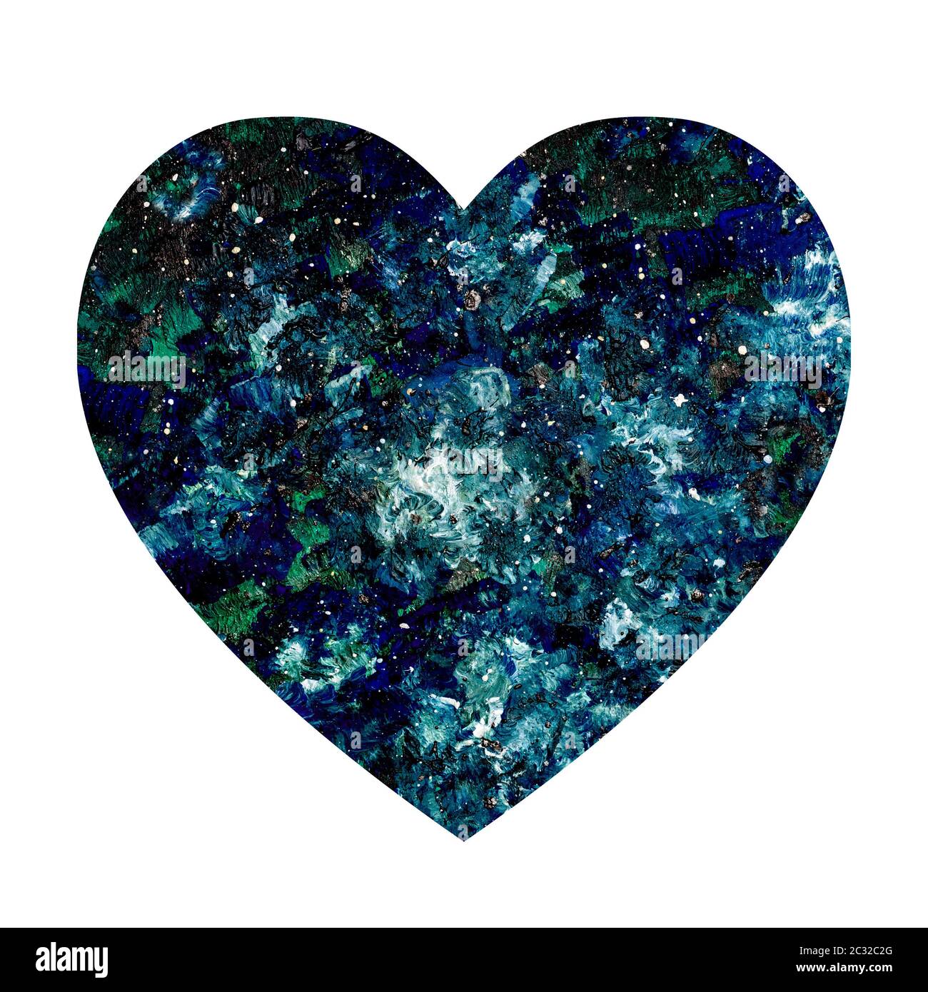 Cuore con spazio texture. Modello per il giorno di San Valentino. Abstract cielo notturno con stelle. Per la progettazione di cartoline. Foto Stock