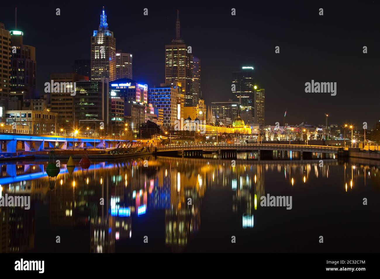 Melbourne di notte Foto Stock