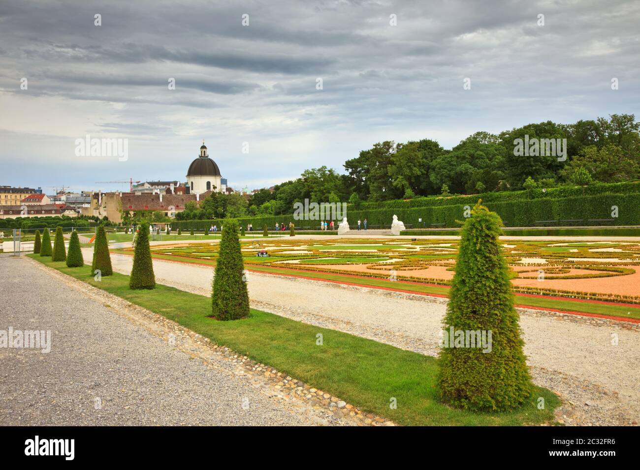 Parco nel palazzo Belvedere, Vienna, Austria Foto Stock