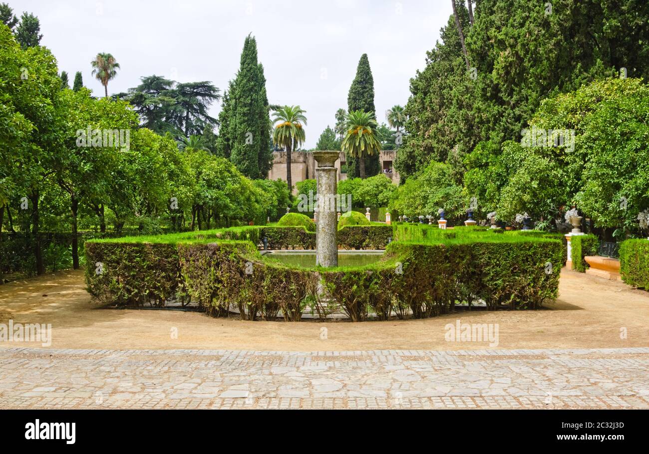 Giardino dei poeti, palazzo di Alcazar, Siviglia Foto Stock