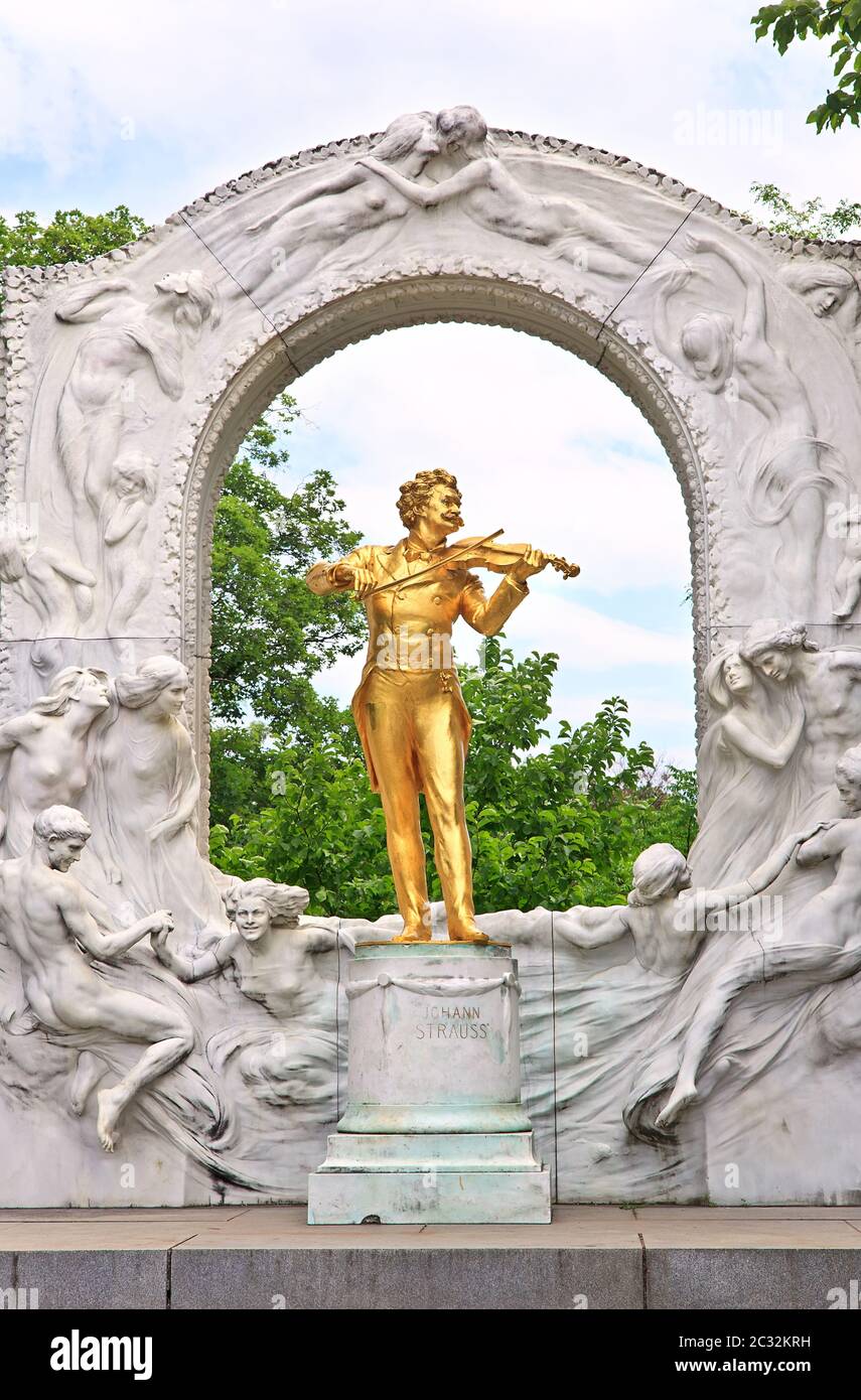 Statua di Johann Strauss a Vienna Foto Stock