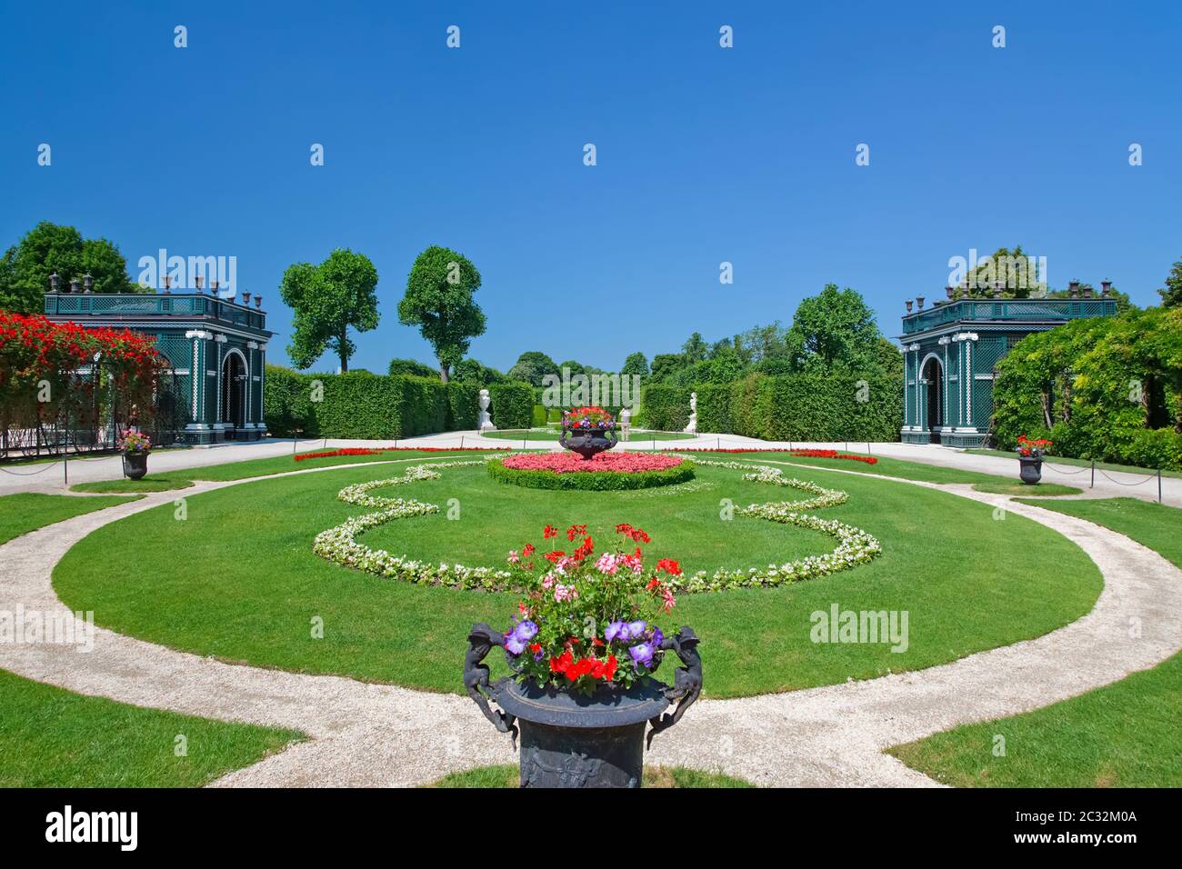Splendido parco a Schonbrunn, Vienna Foto Stock