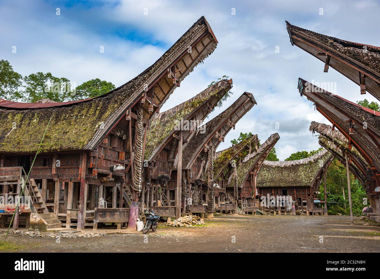 Case Tongkonan, tradizionale Torajan edifici, Tana Toraja, Sulawesi, Indonesia Foto Stock