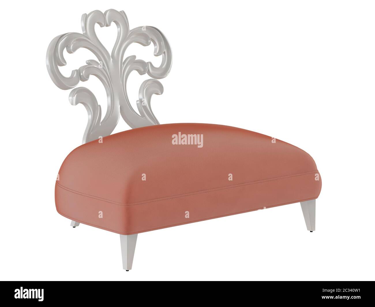 Sedia morbida con una bella schiena dai motivi su uno sfondo bianco 3d rendering Foto Stock