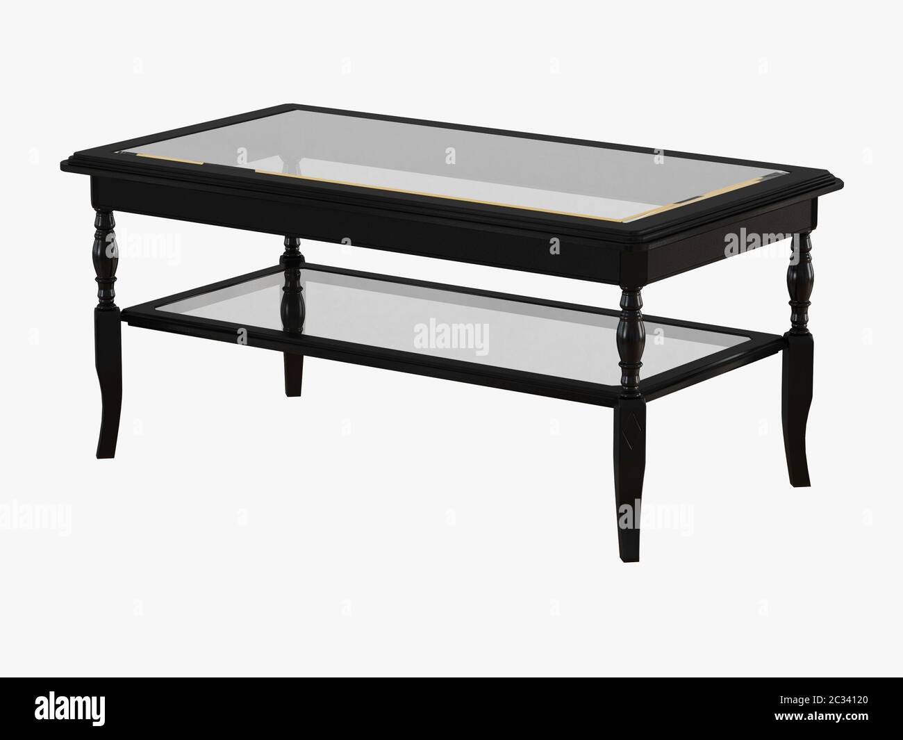 Tavolino rettangolare nero su sfondo bianco rendering 3d Foto Stock