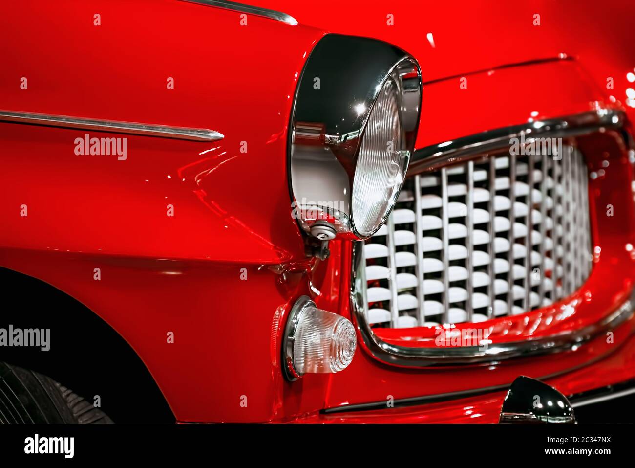 Frammento di una vecchia Red retro Car Foto Stock