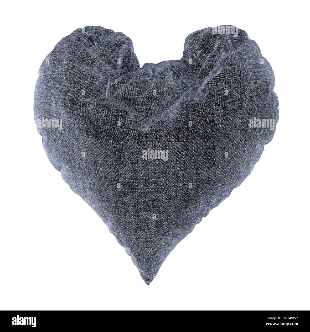 Morbido cuscino grigio a forma di cuore Foto Stock