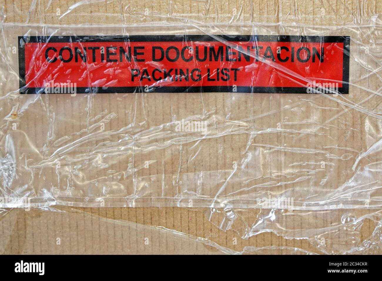 Box la documentazione di un pacchetto elenco imballaggio Foto Stock