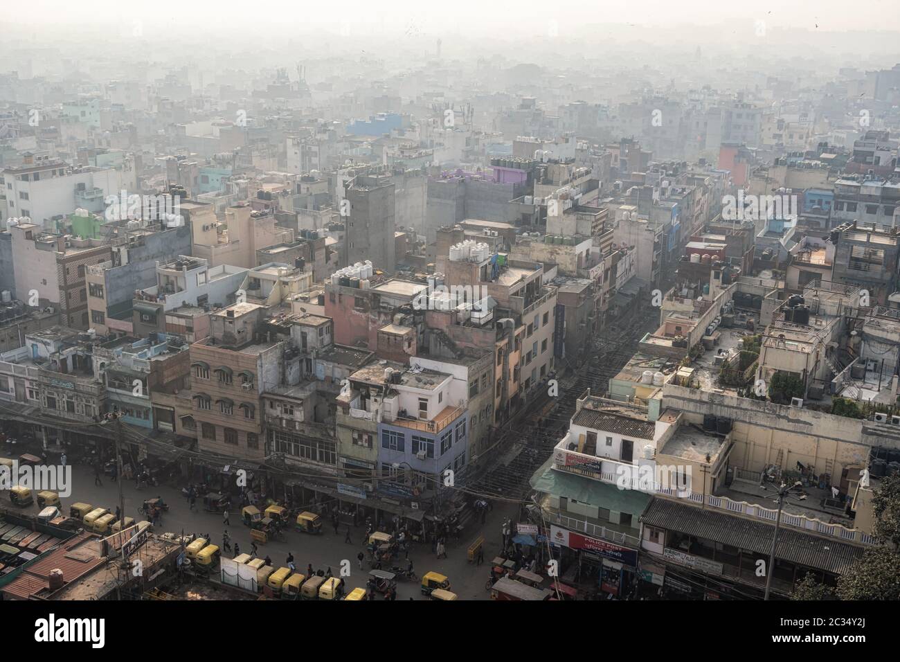 vista della vecchia delhi da jama masjid Foto Stock