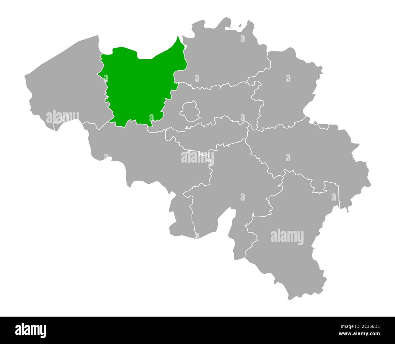 Fiandre Orientali sulla mappa di Belgio Foto Stock