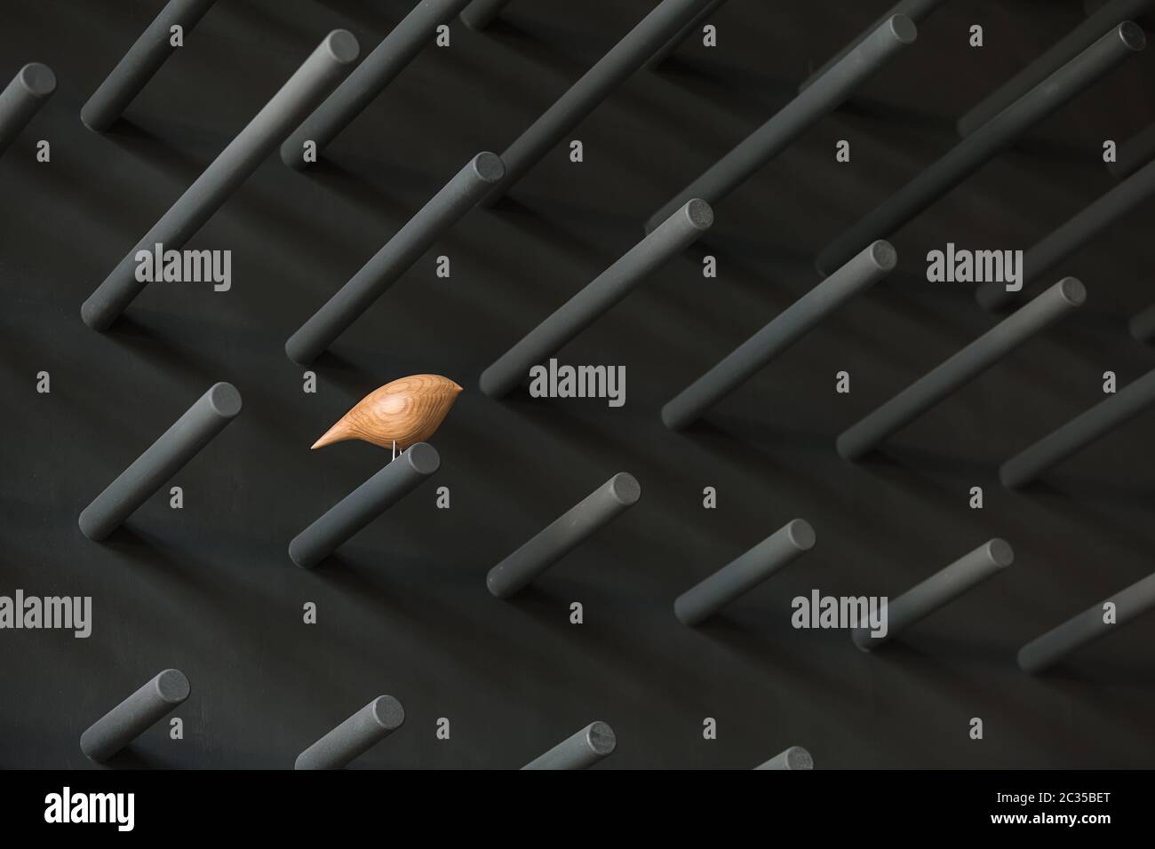 Legno bird sul perno Foto Stock