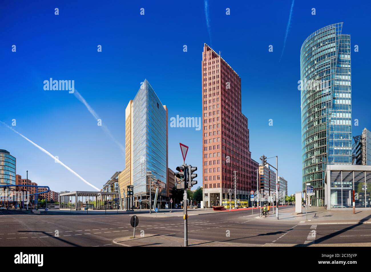 vista panoramica su potsdamer platz, berlino Foto Stock