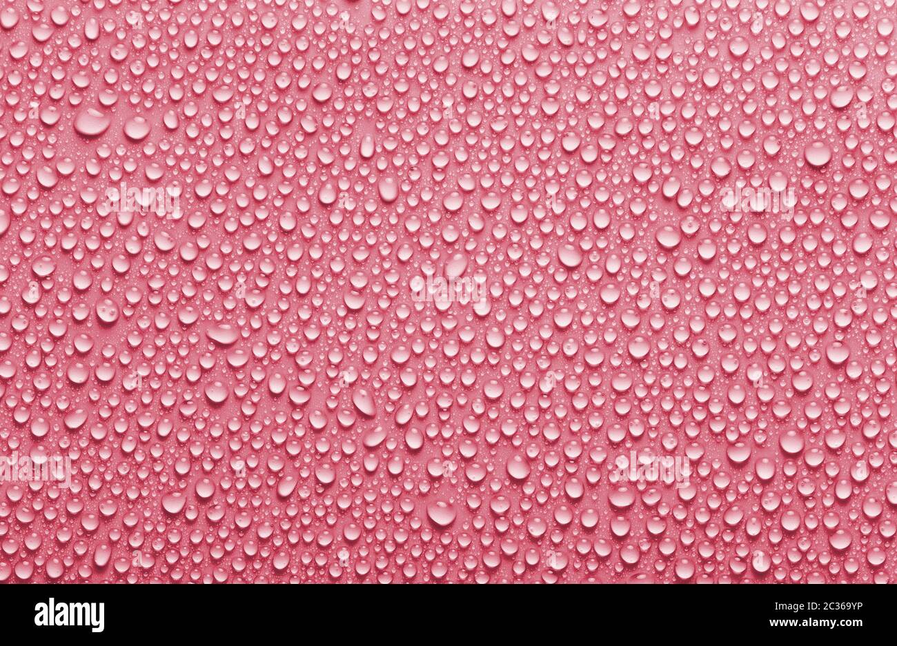 Gocce di pioggia sfondo, colore rosso gocce d'acqua texture Foto Stock