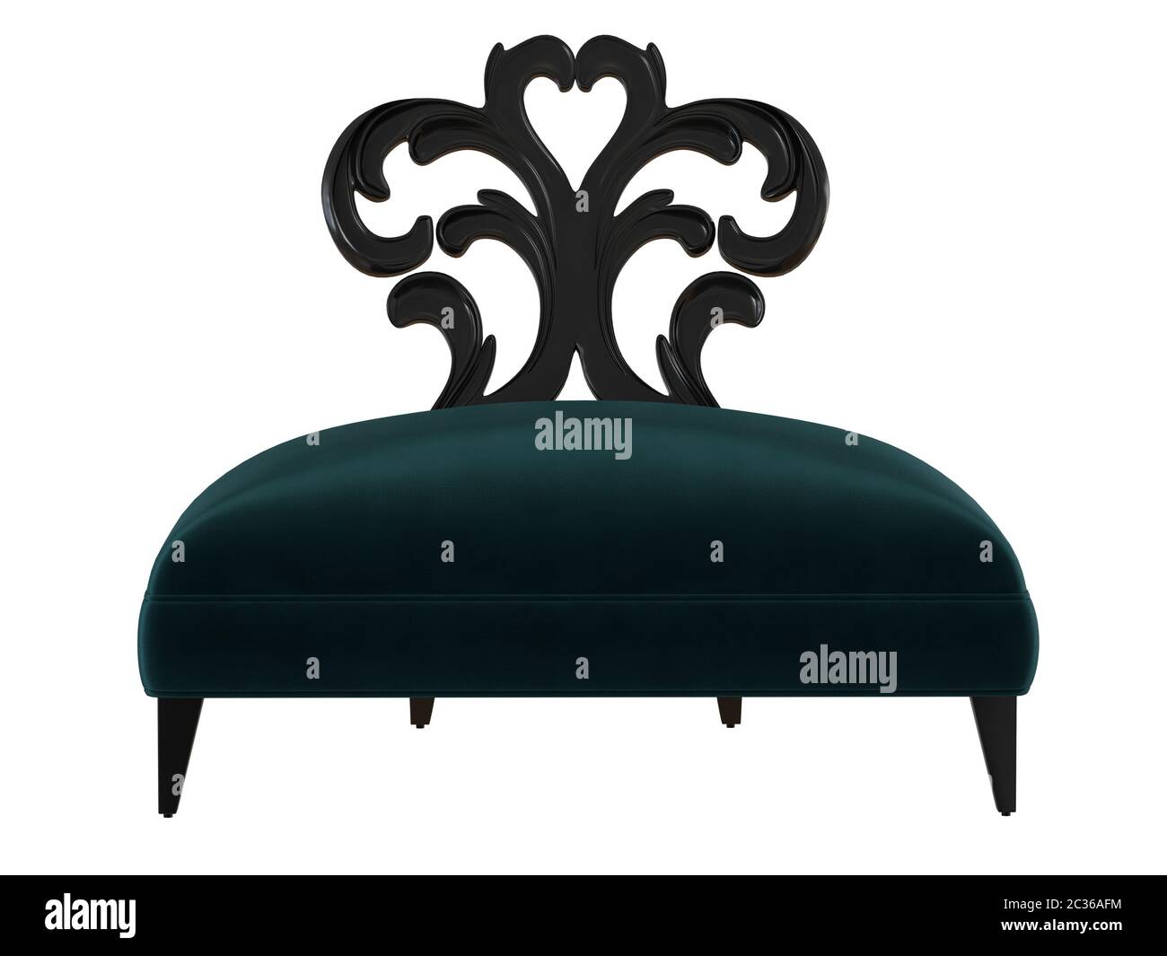 Sedia morbida con una bella schiena dai motivi su uno sfondo bianco 3d rendering Foto Stock