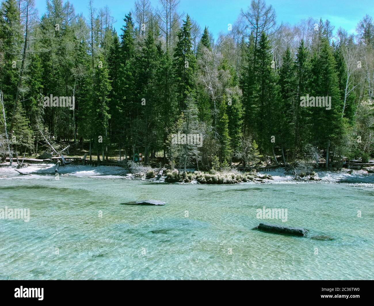 Riserva naturale del lago Kanas, parco forestale di Jiadengyu, Xinjiang Foto Stock