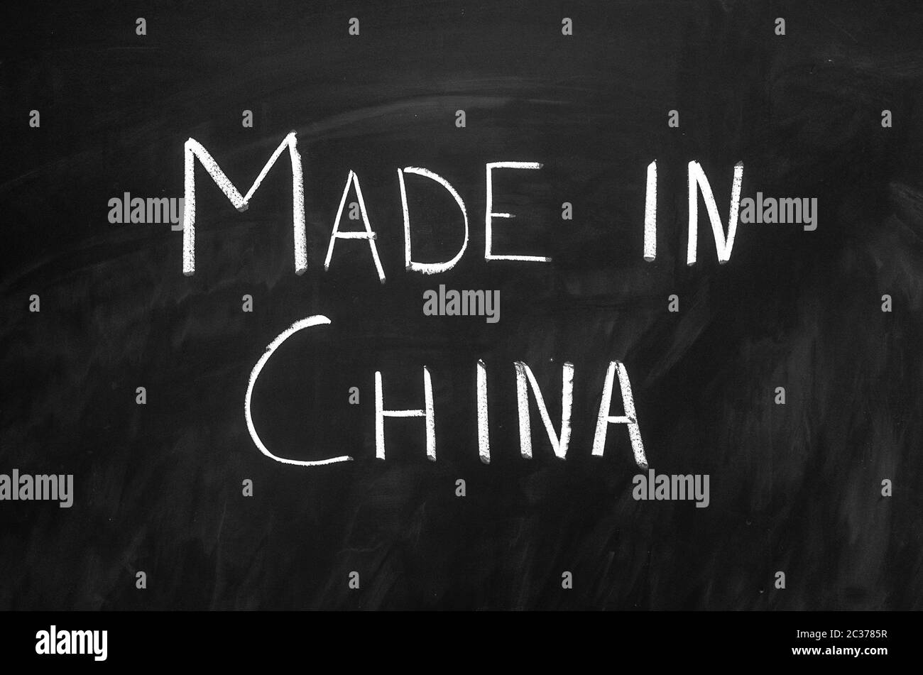 Fabbricato in Cina messaggio manoscritta su una lavagna Foto Stock