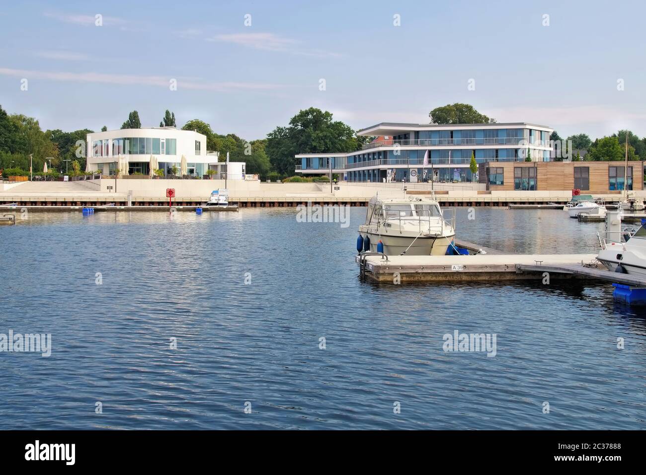 Senftenberg harbour Brandeburgo nella Germania, Lusatian Lake District Foto Stock