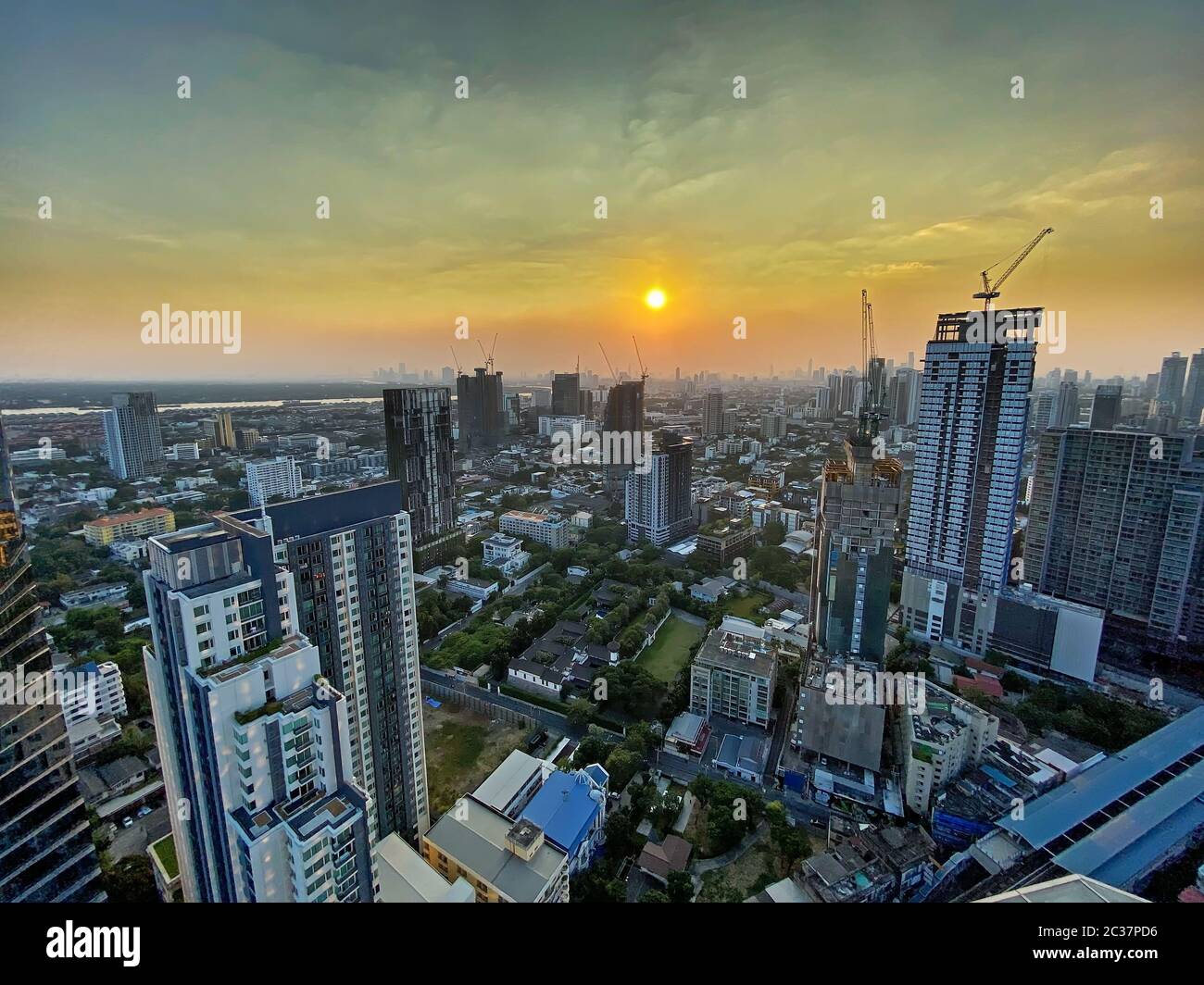 Bangkok Aerial View, capitale della Thailandia con grattacieli Foto Stock