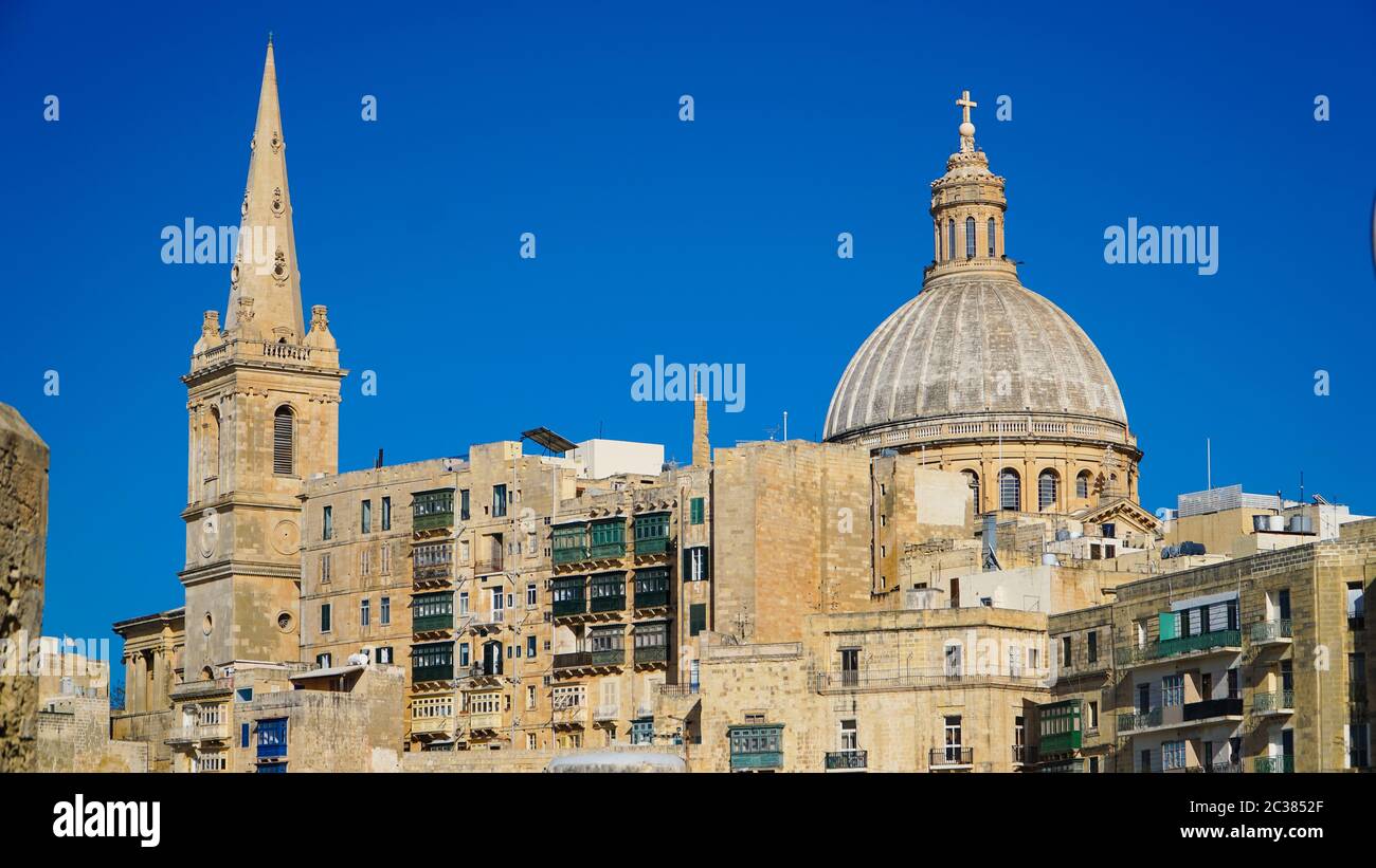 VALLETTA - MALTA: Vista sulla Valletta. Valletta - la parola italiana per la piccola valle è la capitale di Malta Foto Stock