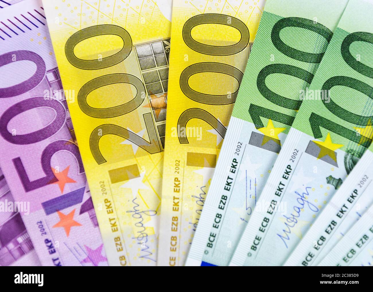 Moneta dell'Unione europea di diverse denominazioni 7 Foto Stock