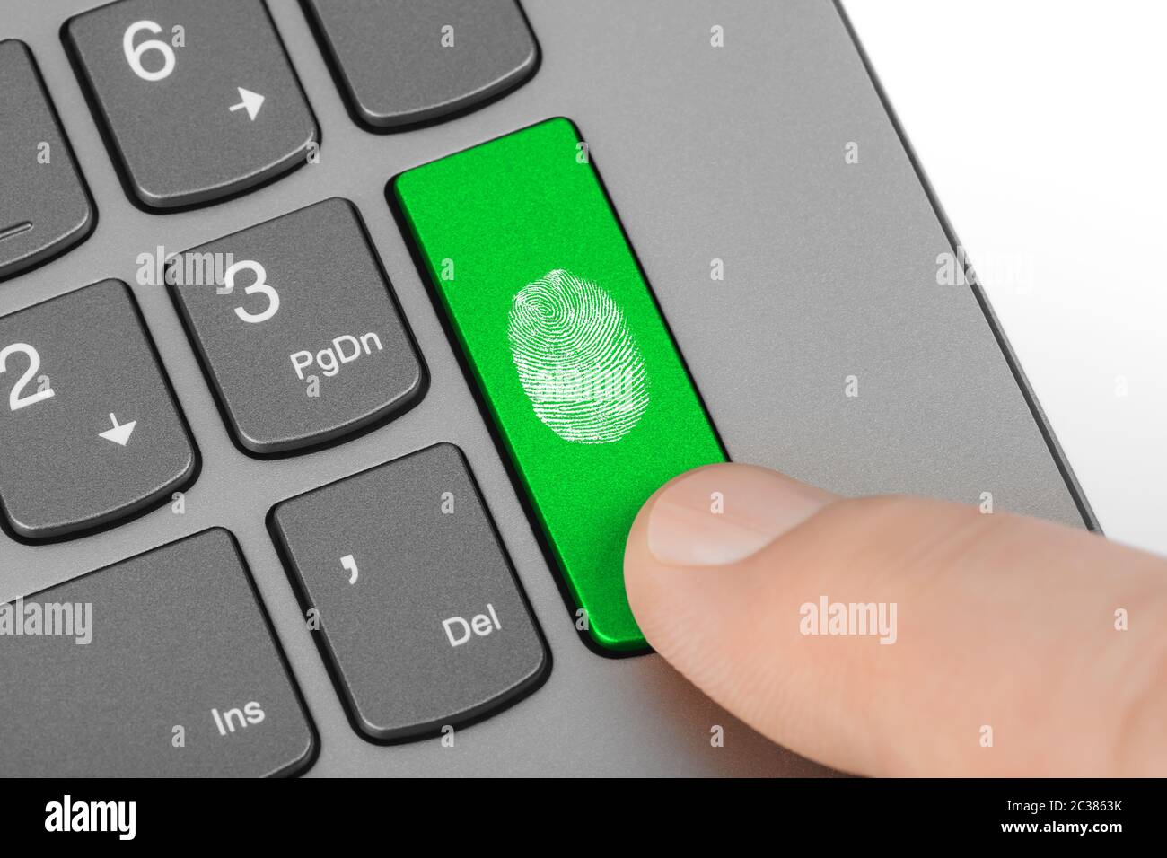 Tastiera per computer con impronta digitale Foto Stock