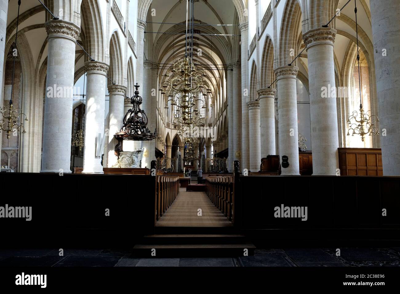 Interno di Dordrecht Minster, o Chiesa di nostra Signora, Dordrecht, Paesi Bassi Foto Stock