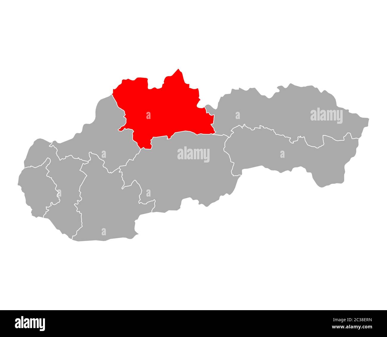 Mappa di Zilinsky kraj in Slovacchia Foto Stock