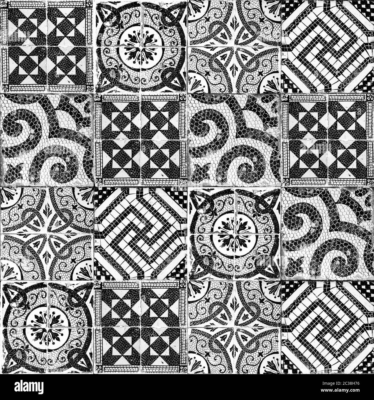 Sullo sfondo di un annata di piastrelle di ceramica Foto Stock