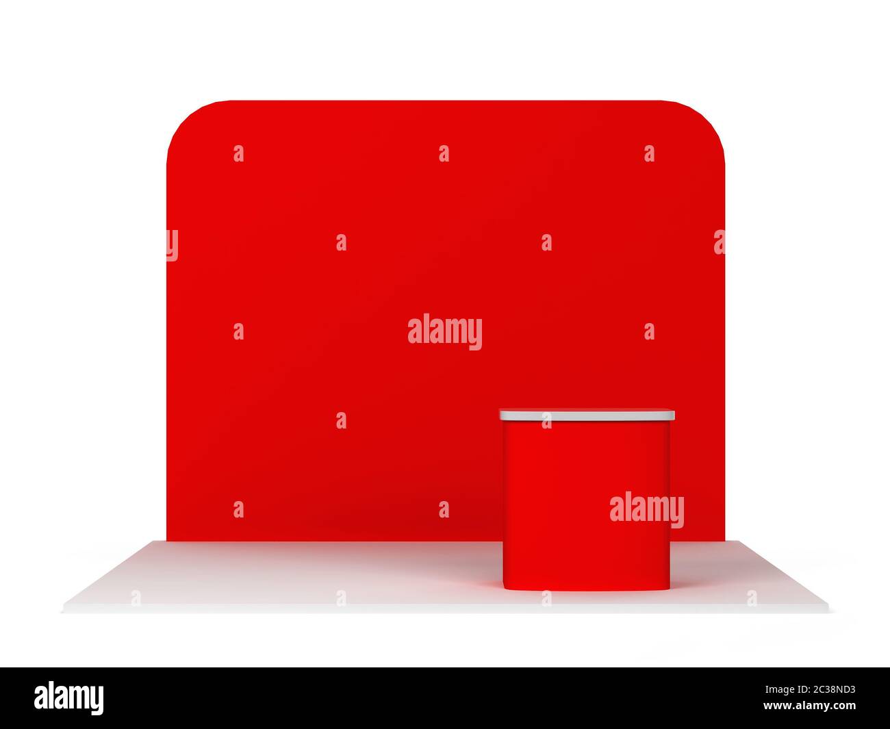 Semplice stand tradeshhow con un banco. illustrazione 3d isolata su sfondo bianco Foto Stock Semplice stand tradeshhow con un banco. illustrazione 3d isolata su sfondo bianco Foto Stock