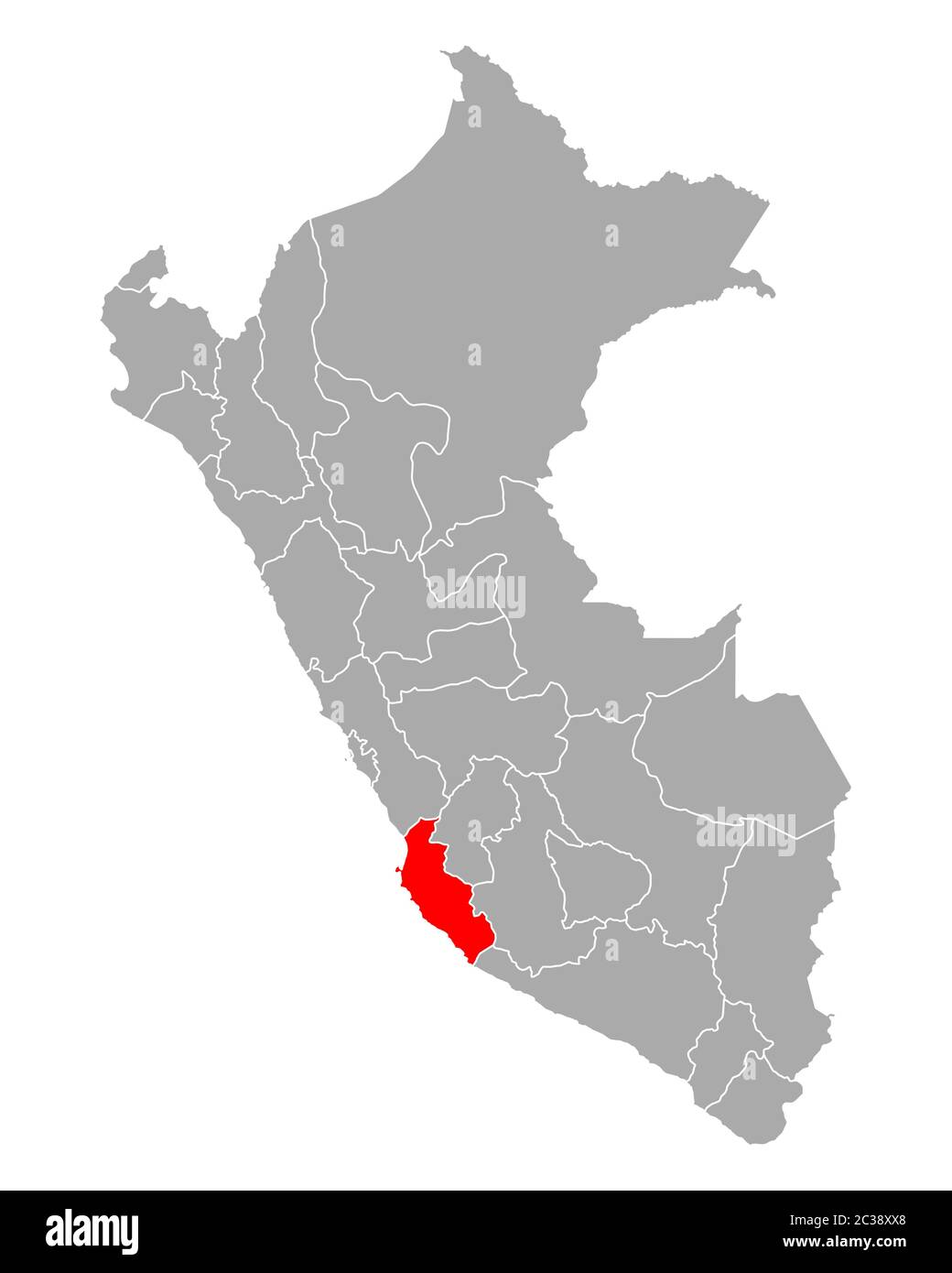 Mappa di Ica in Perù Foto Stock