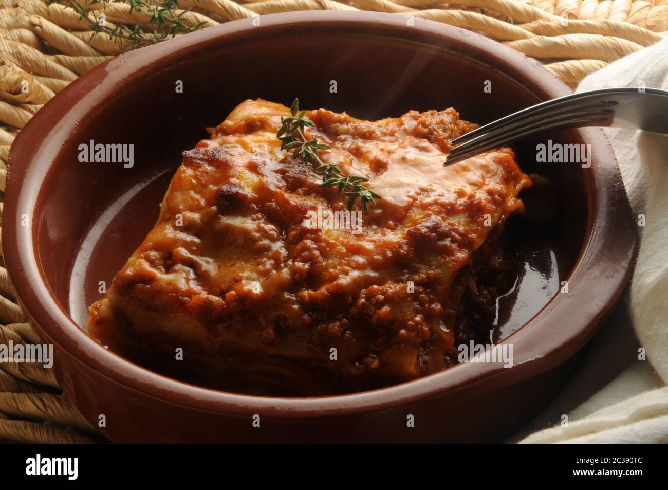 Lasagna calda con salsa di carne Foto Stock