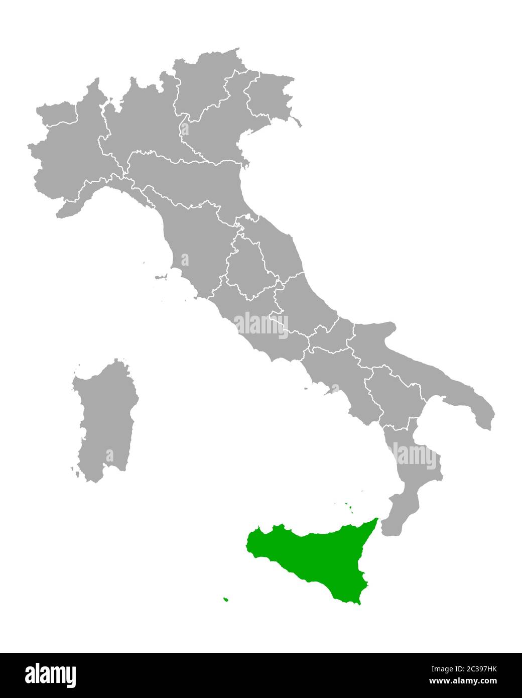 Mappa della Sicilia in Italia Foto Stock