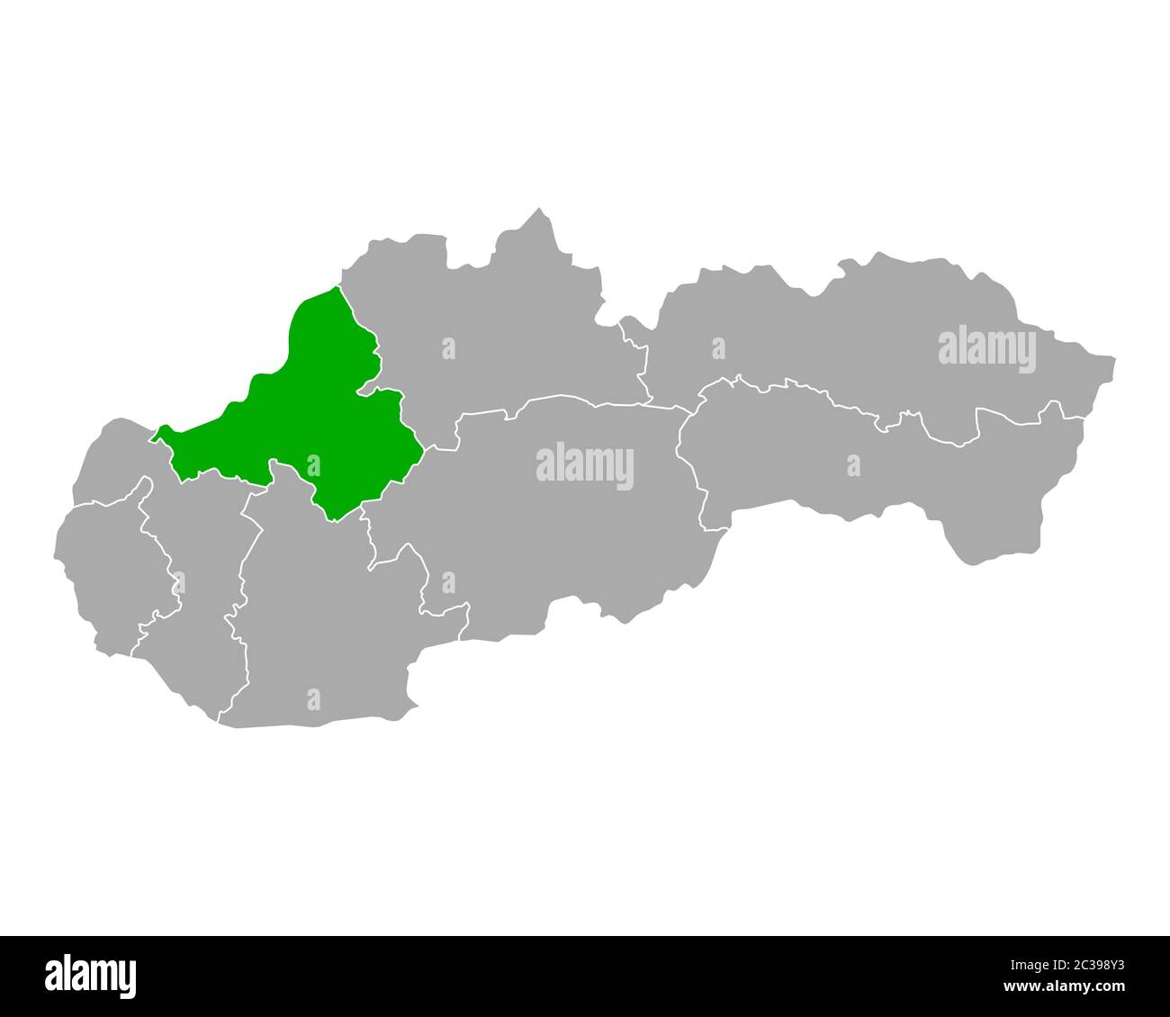 Mappa di Trenciansky kraj in Slovacchia Foto Stock