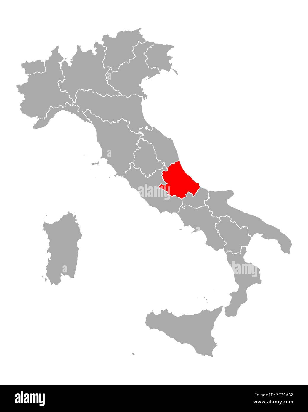 Mappa di Abruzzo in Italia Foto Stock