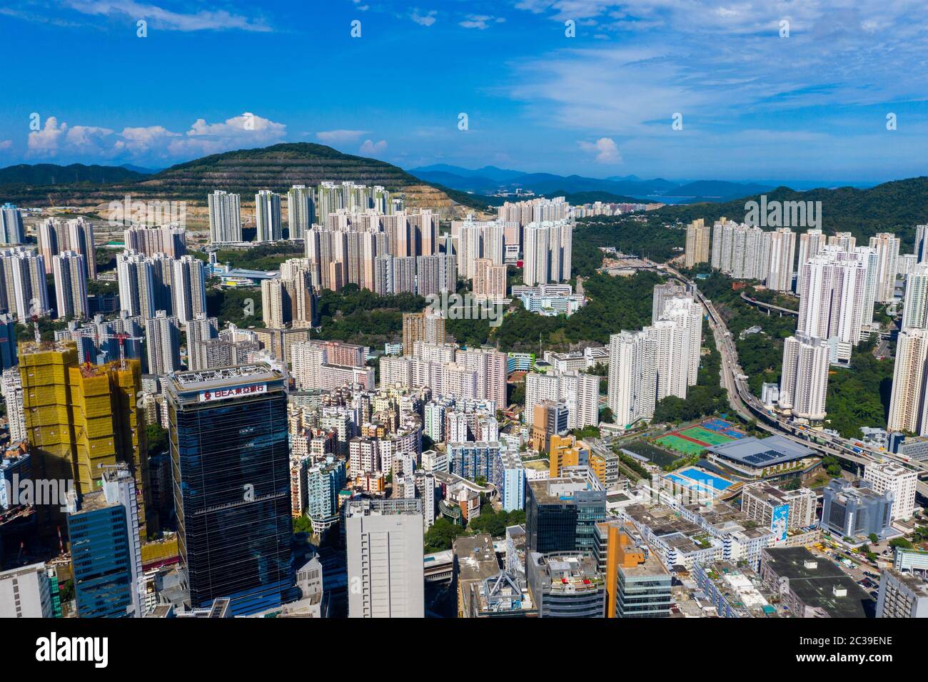 Kwun Tong, Hong Kong 06 settembre 2019: Vista dall'alto della città di Hong Kong Foto Stock