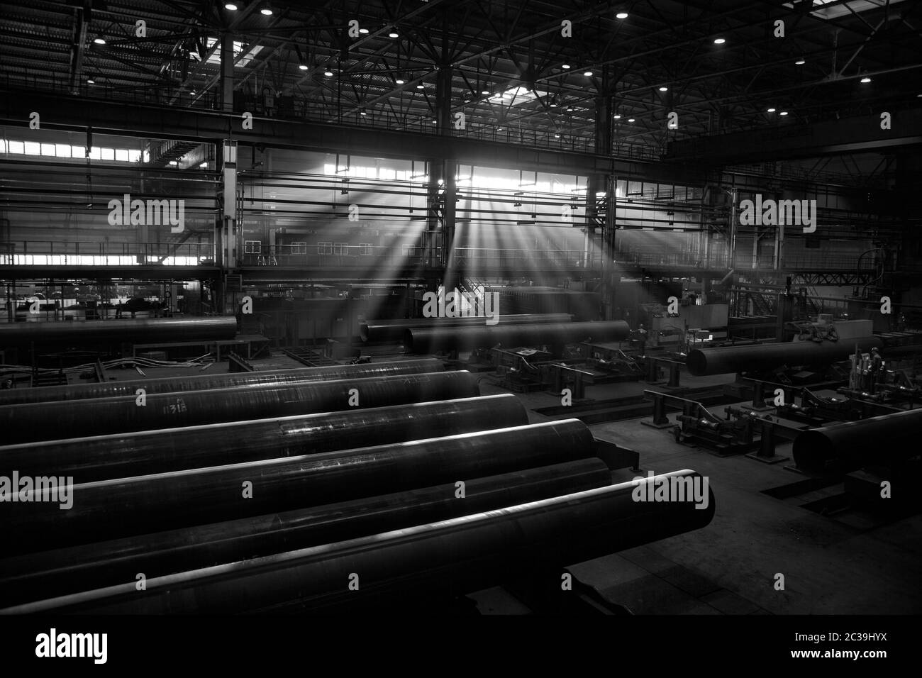 Officina industriale di una fabbrica di tubi a gas Foto Stock