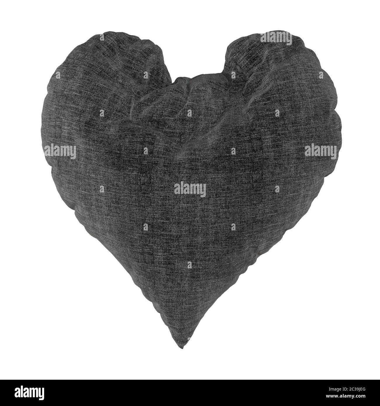 Cuscino grigio morbido a forma di cuore 3d rendering Foto Stock