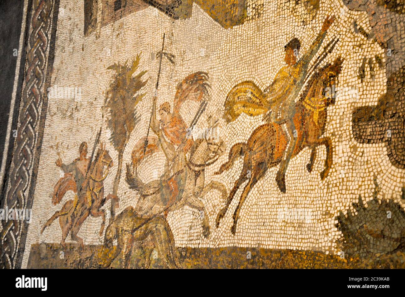 Tunisi, TUNISIA - 06 febbraio 2009: Antichi mosaici romani nel Museo Nazionale del Bardo Foto Stock