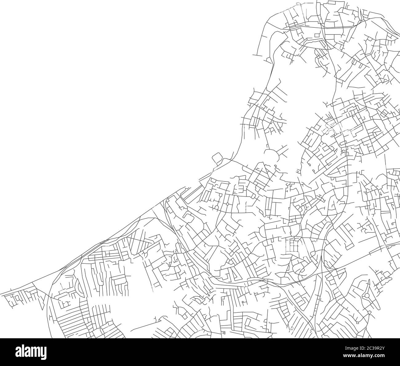 Mappa vettoriale della città astratta in bianco e nero Illustrazione Vettoriale