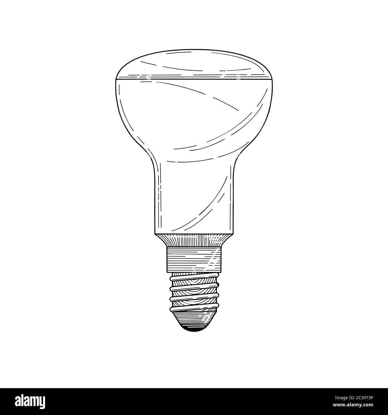 Tracciare una lampadina isolata su uno sfondo bianco. Illustrazione vettoriale Illustrazione Vettoriale