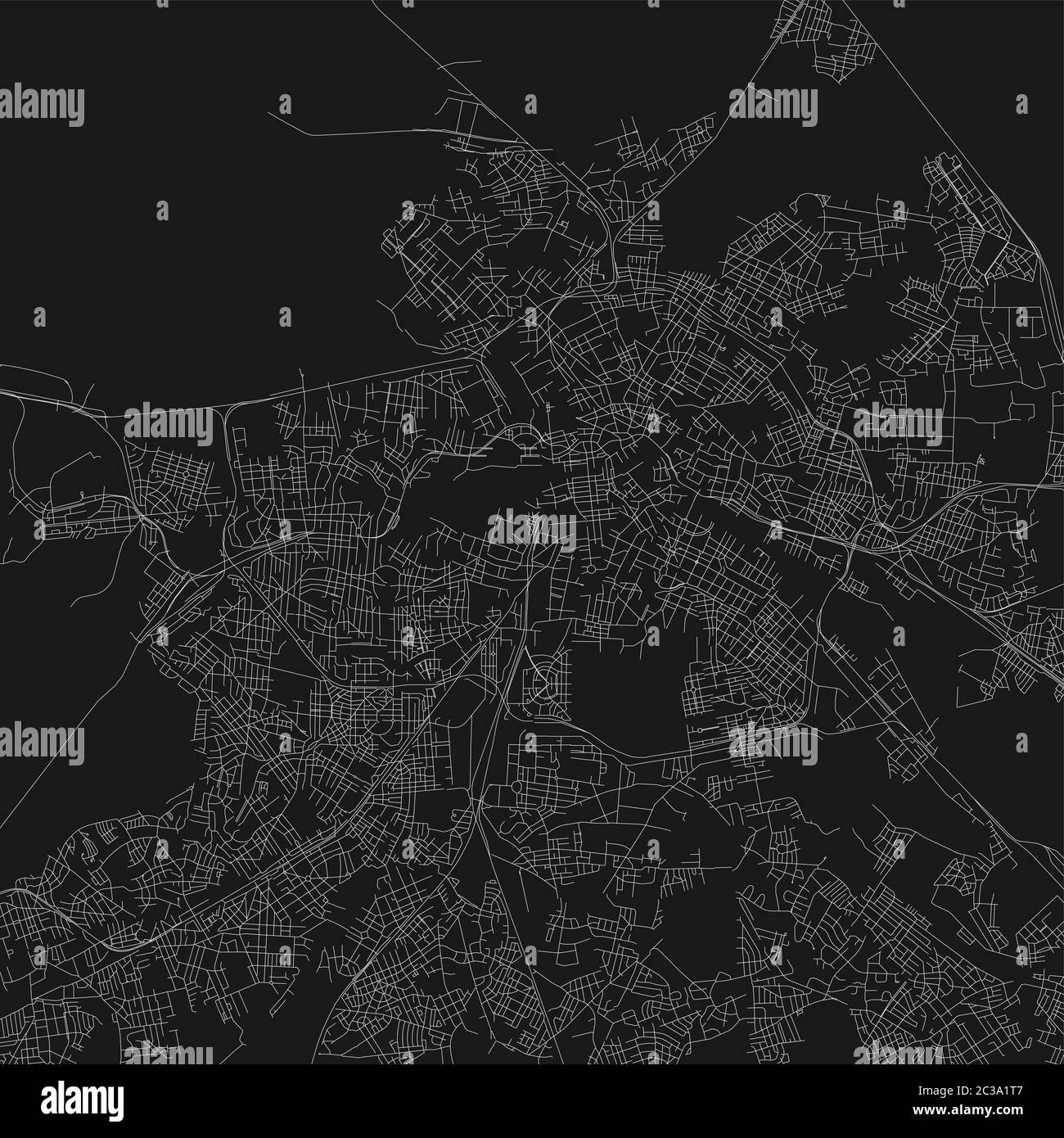 Mappa vettoriale della città astratta in bianco e nero Illustrazione Vettoriale