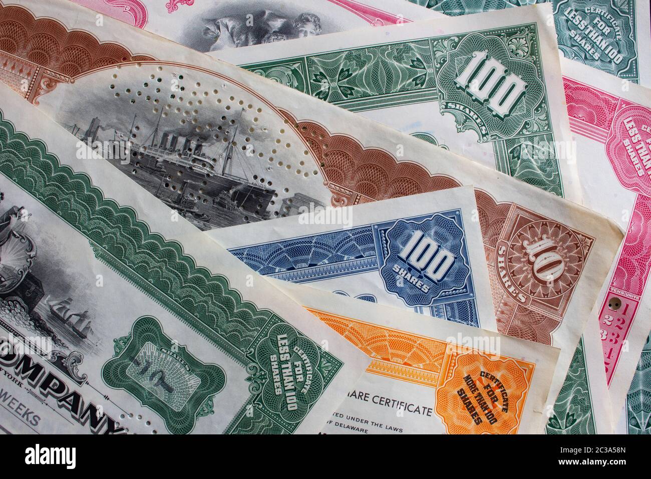 Vecchi certificati vintage colorati stock Foto Stock