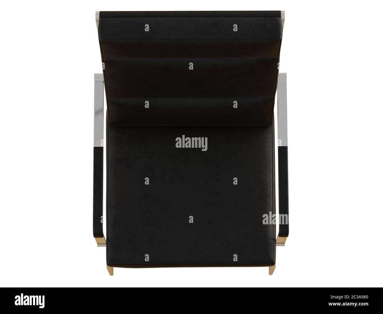 Poltrona in pelle nera con schienale alto su sfondo bianco con rendering 3d Foto Stock