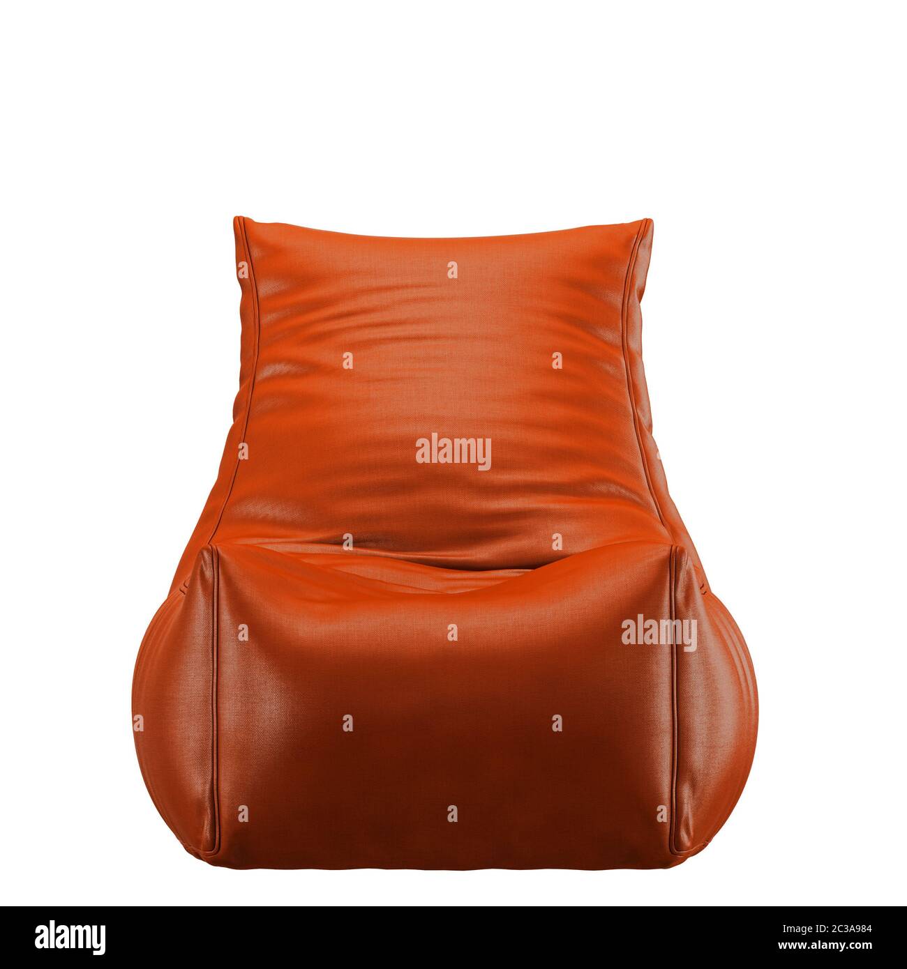Borsa di fagioli in pelle marrone con pieghe su sfondo bianco 3d Foto Stock