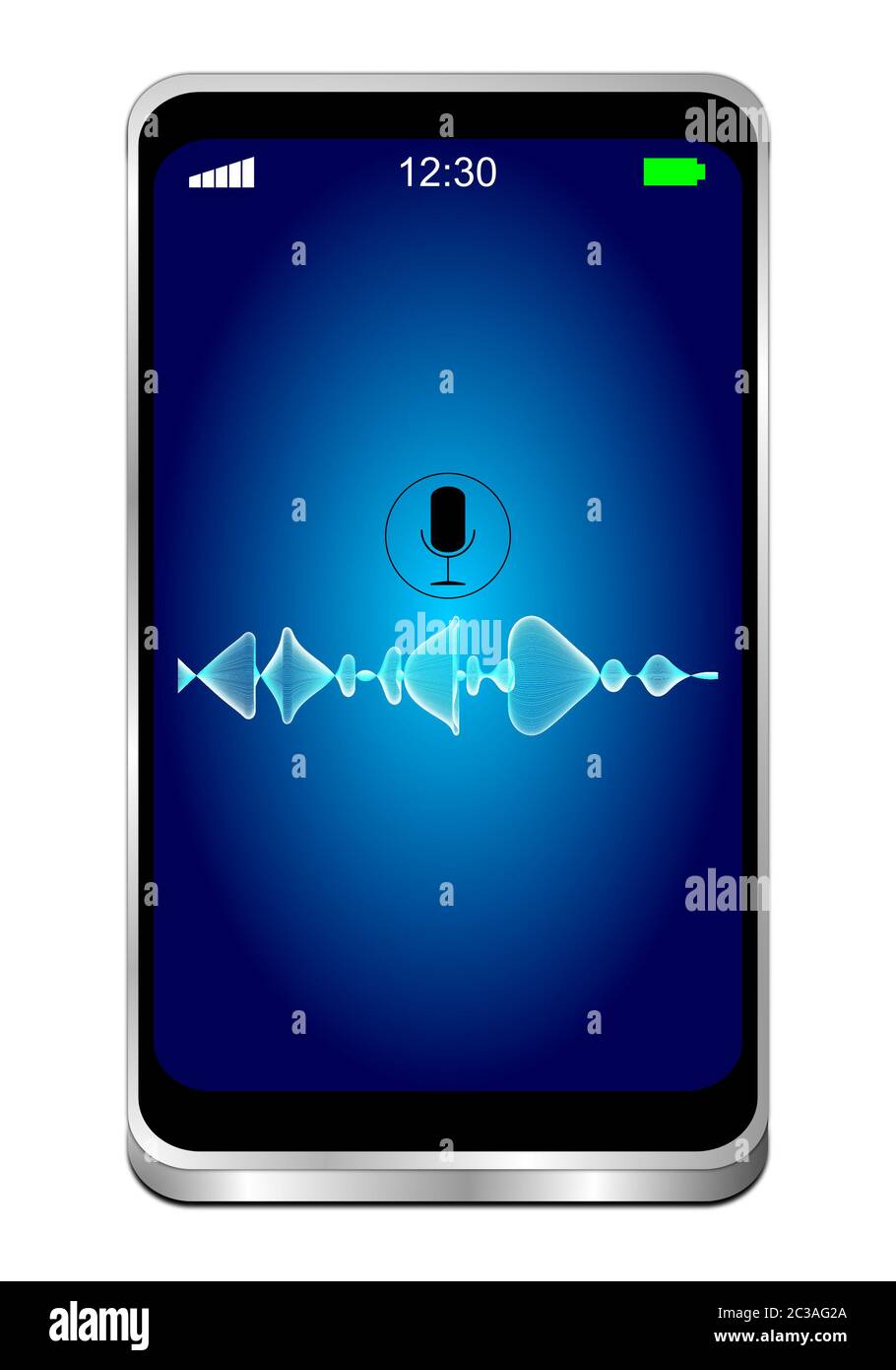 Smartphone decorativo con riconoscimento vocale - illustrazione 3D Foto Stock